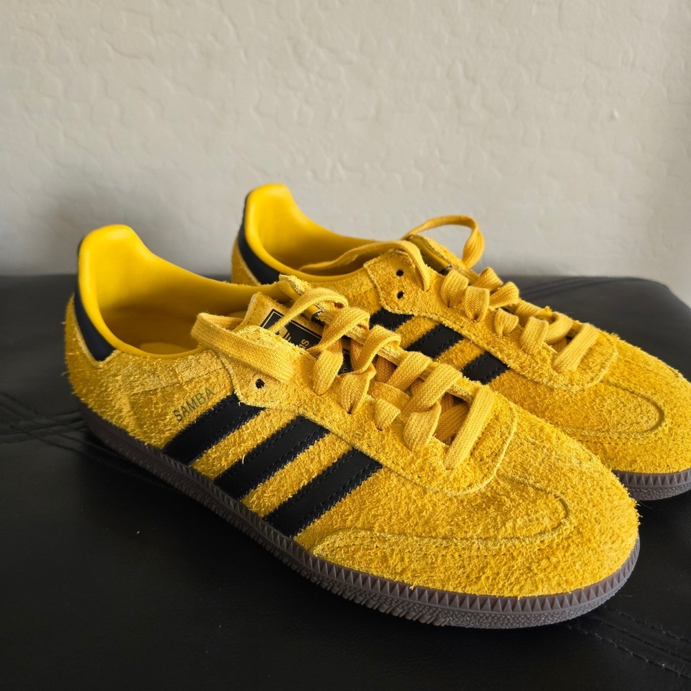 Adidas Originals Samba OG Sneakers Yellow black Size 6.5 Retro Preppy Streetwear - Picture 2 of 11